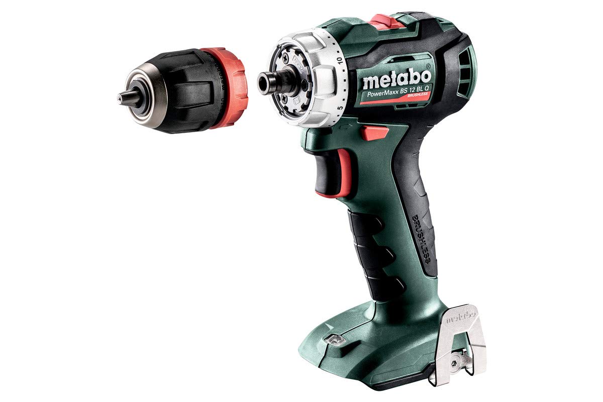 Metabo Cordless Drill BS 12 BL Q (12 V, with LED Light, Quick System, Bit Holder, Keyless Chuck 601039890