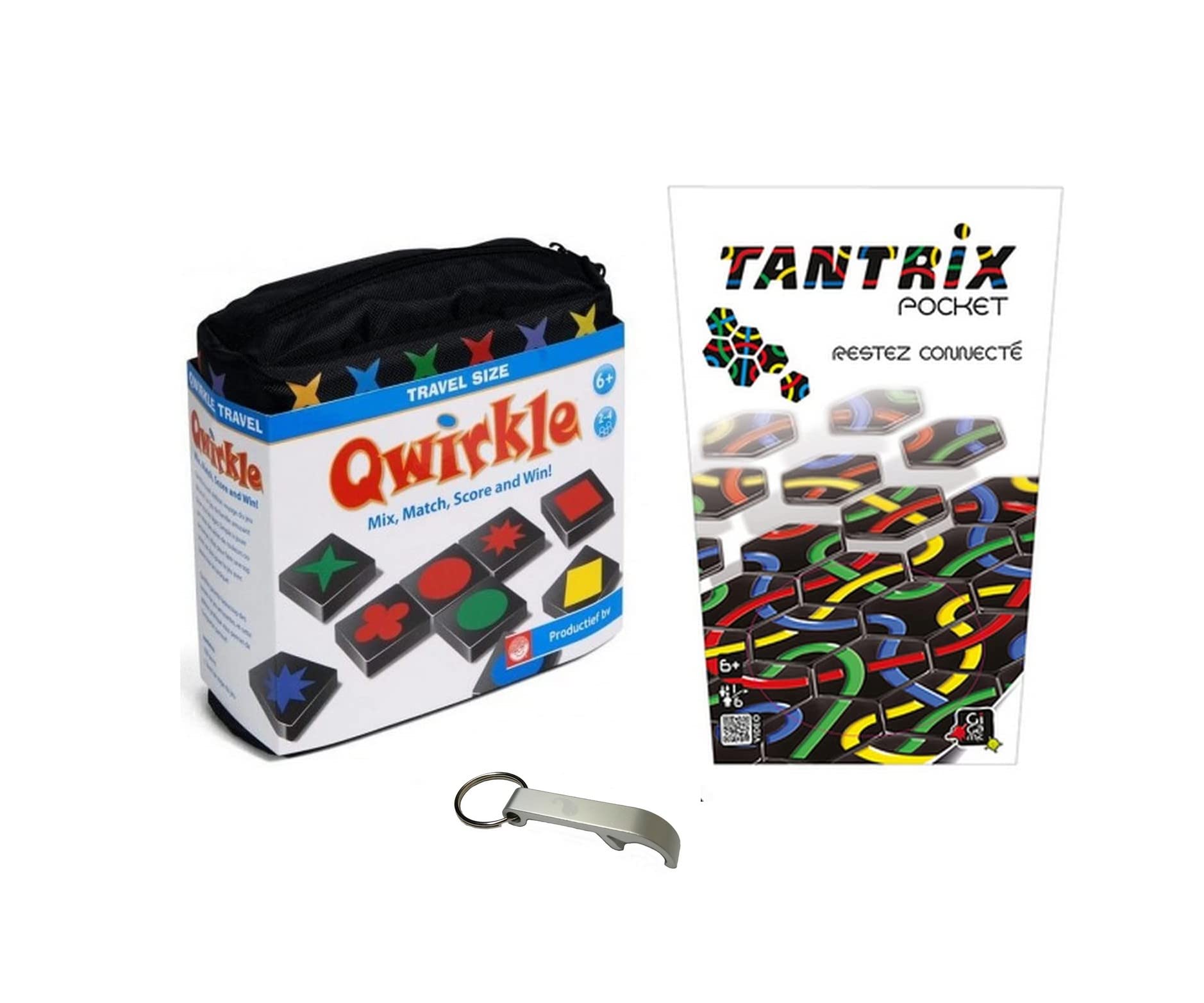Qwirkle Voyage + Tantrix Pocket + 1 Blumie Bottle Opener (Tantrix + Qwirkle)