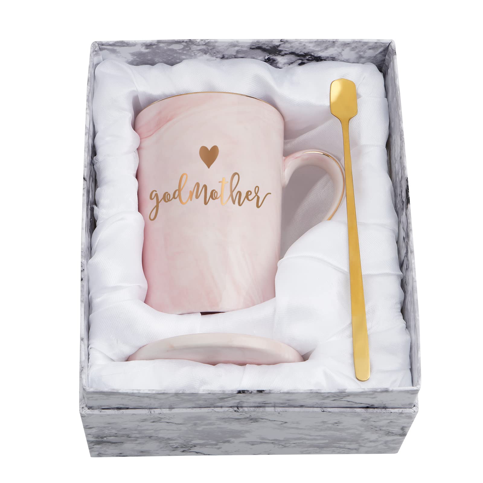 YHRJWN Godmother Gift, Godmother Proposal Gifts, God Mommy Proposal Gifts, Pregnancy Announcement Baptism Christmas Birthday Presents, God Mother Mug 14 Oz with Gift Box Pink
