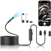 Dual Lens Endoscope Camera with Light,1920P HD Inspection Camera for Automotive &amp; Home, IP67 Waterproof Borescope with Semi-Rigid Snake Cable,Detects Pipe Clogs,Engine Issues-16.5FT for iPhone Android