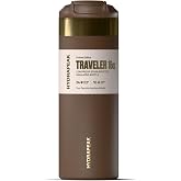 Hydrapeak 16oz Traveler Insulated Coffee Mug and Water Bottle, Flip-Top &amp; Travel Ready Lid, Stainless Steel (Espresso)