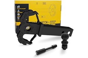 A-BOAR Hitch Step for 2" Receivers,Trailer Hitch with 2-Inch Ball Hitch and Trailer Hitch Pin, Drop Forged Steel Truck Hitch Step, 14 Ton (30000 Lbs) Maximum Break Strength Tow Hitch Receiver, Black