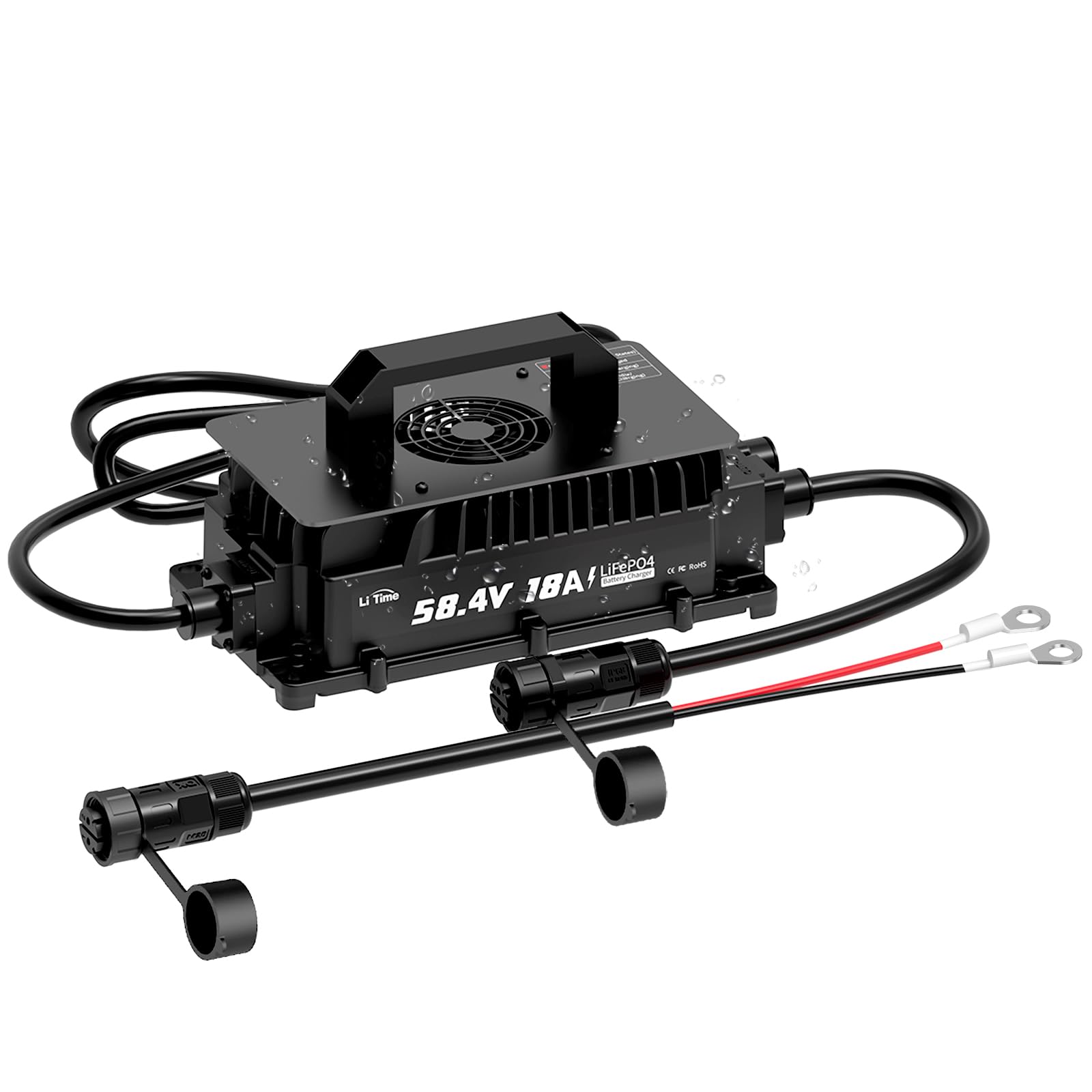 Photo 1 of LiTime 58.4V 18A Lithium Battery Charger for 48V (51.2V) LiFePO4 Battery,IP65 Waterproof,AC-DC Smart Charger for Golf cart, Electric Outboard, Boat and Home