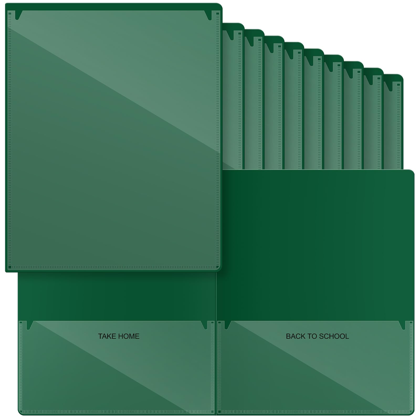 Photo 1 of Henoyso 24 Pcs Folders Take Home Heavy Duty 2 Pocket Homework Folders with Clear Front Pockets for Elementary Students Parent Teacher Communication (Dark Green)