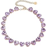 Firstmeet Heart-shaped Crystal Rhinestone Collar Necklace Wedding Sparkly Colorful Crystal Choker For Women