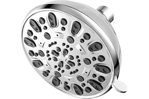 High Pressure Shower Head VMASSTONE 4.7" Rain Fixed Showerhead 7-Spray Setting with Adjustable Brass Swivel Ball Joint - Excellent Replacement for Your Bath Shower Head (FM-001 Chrome)