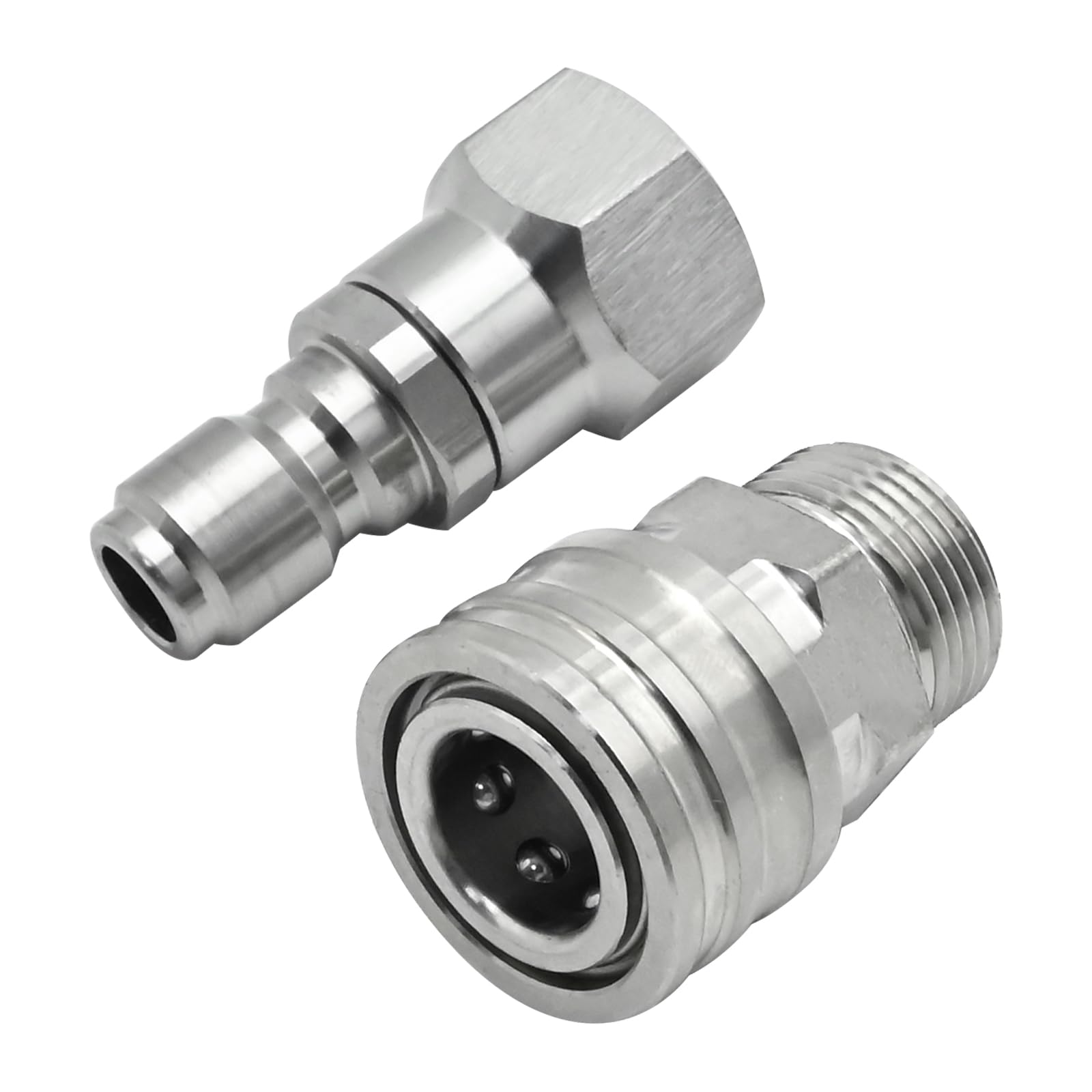 Hoypeyfiy M22 14mm Pressure Washer Adapter Stainless Steel Female to 3/8" Quick Connect Plug Swivel Male to 3/8" Quick Connect Socket for Electric Pressure Washer