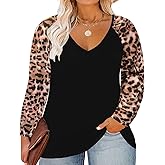RITERA Plus Size Tops For Women Long Sleeve Casual Ragal Shirts Henley Fall Blouse XL-5XL
