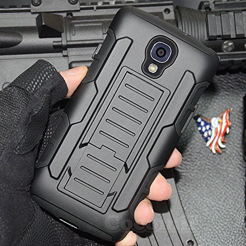 LG Volt Case, Cocomii Robot Armor NEW [Heavy Duty] Premium Belt Clip Holster Kickstand Shockproof Hard Bumper Shell [Military Defender] Full Body Dual Layer Rugged Cover LS740 (Black)
