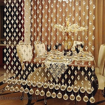 Discount4product Modern 20 Strings Acrylic String Curtain - 7ft, Transparent