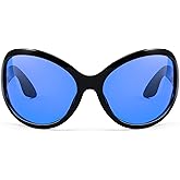 FEISEDY Oversized Trendy Sunglasses Classic Oval Wrap Around Stylish Big Frame Shade Women Glasses B2391