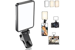 Datarm Rechargeable Soft Selfie Light for Phone, Camera, Laptop, 4-14H Battery Portable LED Light for Pictures, Phone Light Clip for Selfie, Vlog, TikTok, Makeup, Video Conference Black