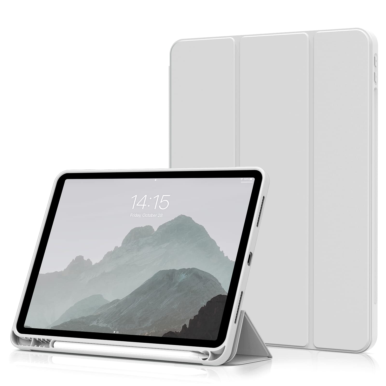 aoub Case for iPad Air 11-Inch M4(2026)/M3(2025)/M2(2024) 8/7/6 Gen, Case with Holder for iPad Air 5th/4th Generation (2022/2020) 10.9 inch, Supports Pencil Charging, Auto Sleep/Wake, Grey