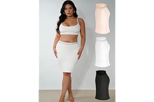Women's Plus Size Half Slip Skirt Lace Waistband Knee Length Underskirt Anti-Static 3 Colors