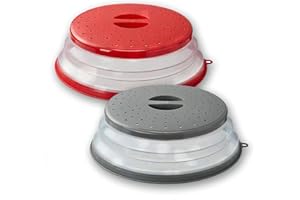 WENWELL Microwave Splatter Cover for Food,Micowave Cooking Splash Guard,Kitchen dish bowl Plate Proof lid,Dishwasher-Safe,BPA-Free Silicone & Plastic,10.5 Inchs 2 pcs