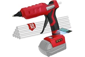 HLiePiHa Cordless Hot Glue Gun for Milwaukee 18V Battery, 100W LED Digital Wireless Glue Gun with 10 Glue Sticks, Handheld Heavy Duty Glue Gun for DIY, Craft(No Battery）