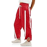 Fisoew Women's Baggy Wide Leg Pants Casual Drawstring Elastic Waisted Contrast Color Workout Y2K Track Pants
