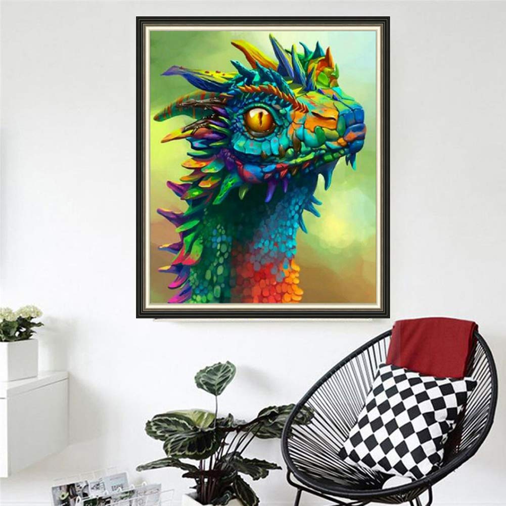 DIY 5D Diamond Painting by Number Kits,Crystal Rhinestone Diamond Embroidery Paintings Pictures Arts Craft for Home Wall Decor (Color Dragon, 30x40 cm)