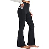 MAGCOMSEN Womens Fleece Lined Leggings Flare Pants High Waist Water Resistant Winter Thermal Casual Pants with Pockets