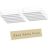 Acrylic 12 Pack Name Plates for Desks, AITEE 2x8 Clear Desk Name Plate Personalized, Desk Sign Holder for Table Display, Tent Name Plate Display for Office Conference, Business Event/School Classroom