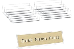 Acrylic 12 Pack Name Plates for Desks, AITEE 2x8 Clear Desk Name Plate Personalized, Desk Sign Holder for Table Display, Tent Name Plate Display for Office Conference, Business Event/School Classroom