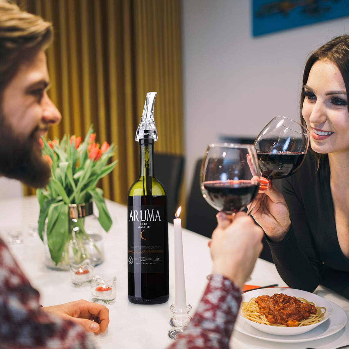 FLOUREON Weinausgießer Weinkühler Stab Weinbelüfter Chiller belüftend Pourer Flaschenausgießer