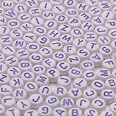 Xilitata Purple Letter Beads Alphabet Letters White Round Bead, 4x7mm 1200pcs, Flat Letter Beads Purple Friendship Bracelets Making Kit Beads for Bracelets Purple Beads with Box