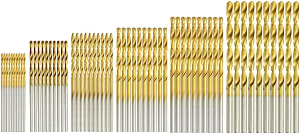 HSS Drill Bit Set 60 PCS 1mm 1.5mm 2mm 2.5mm 3mm 3.5mm Titanium Coated HSS Drill Bit Set Titanium Metal Twist Drill Bit Set Tools High Speed Twist Drill Bit Set for Wood Plastic Aluminum Alloy Copper