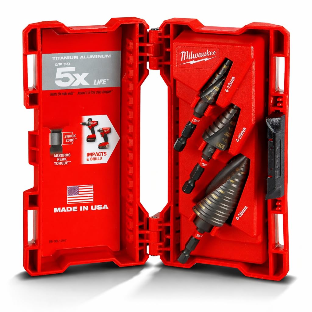 Set of 3 MILWAUKEE Step Drill Bits for Impact Tools 48899266
