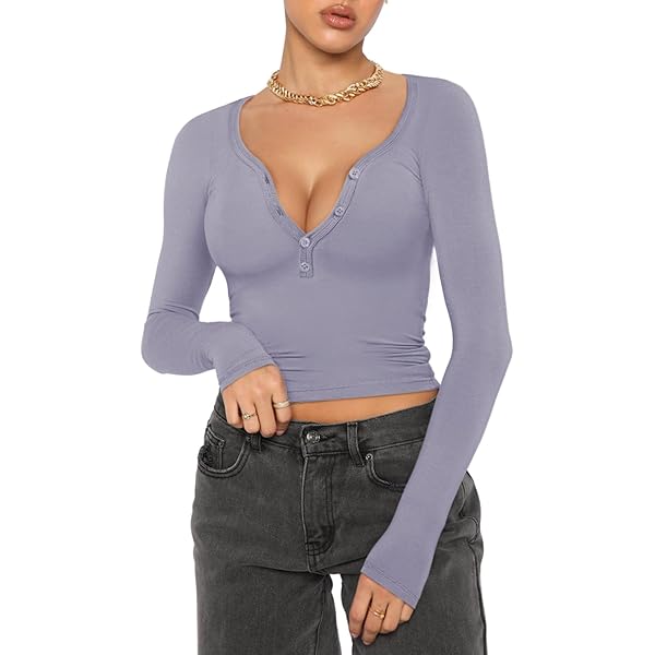 トップス NIRVANA Y2K NECK RIB CUT FITS XL 1791 Women Rib Knitted Long Sleeve Shirt Top V Neck Button Front