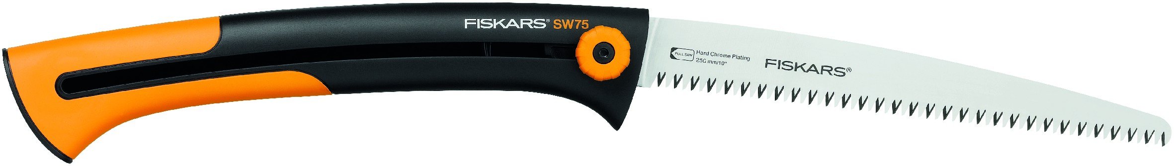 Fiskars Large Handsaw for Fresh Wood, Coarse Serration, Blade Length: 25.5 cm, Retractable, Stainless Steel, Black/Orange, Xtract, SW75, 1000614