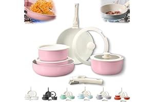 Gourmetific Ceramic Cookware Set, Gourmetific Cookware Set Stackables with Removable Handle, Non-Stick, Easily Clean, Oven Sa