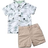 CIYCUIT Toddler Baby Boys Summer Print Shirt Outfits Clothes Short Sleeve Button Down Tops + Shorts Set