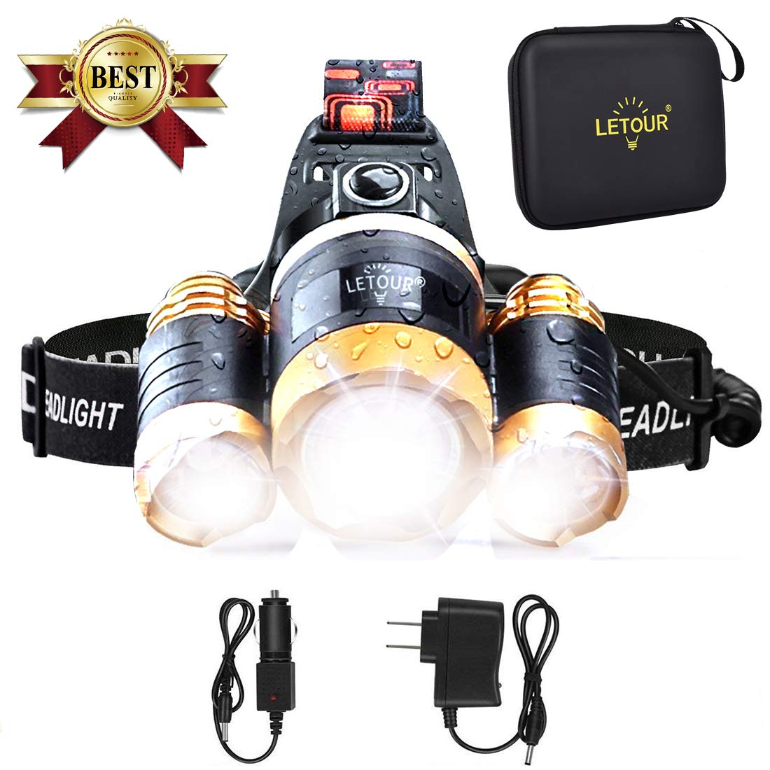 Headlamp Brightest 6000 Lumen Rechargeable Headlamp Cree T6 LED