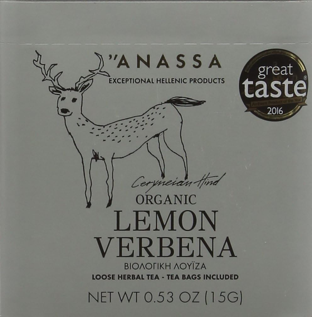 Anassa Organic Lemon Verbena Loose Herbal Teabags in Tin Box, 6-Teabags
