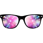 GloFX Ultimate Diffraction Glasses - Black - 3D Prism Effect EDM Rainbow,Black,