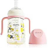 Oberni PPSU No Spill Sippy cups,Weighted Straw Toddler Water Bottle with Handle,Spill Proof Toddler Cup with Leakproof Spout for Baby 6-12 Months and Toddlers 1-3 (10 Ounce, Pink, 1 Pack)