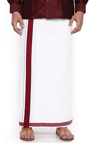 Men's Cotton Dhoti (SST Everest A_White_Free Size)