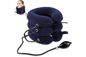 Jaximy Neck Stretcher, Neck Traction Device, Cervical Traction Device, Neck Pain Relief, Adjustable Inflatable Neck Brace & Neck Stretcher Cervical Traction, Neck Decompression Home Use (Blue)