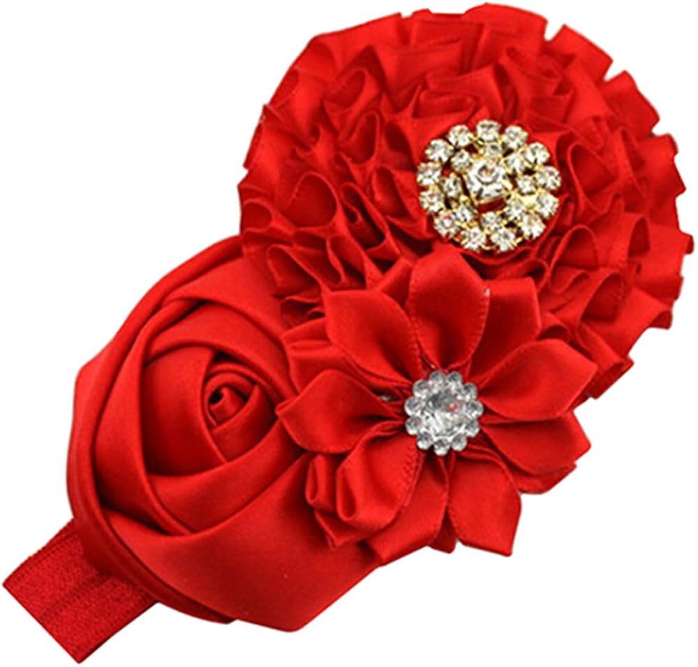 red rose baby headband