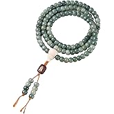 Mansiyuyee Natural Green Bodhi Seed 108 Mala Beads Bracelet for Women Buddhist Prayer Beads Necklace Meditation Mala