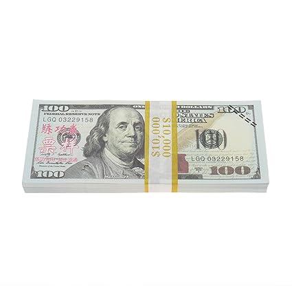 ellaroom Convenient Design Prop Money Play Money Full Print New Money Copy of 100 Dollar Bills Stack(None American Version 100)
