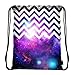 Meffort Inc Lightweight Drawstring Bag Sport Gym Sack Bag Backpack - Chevron Pattern Galaxy