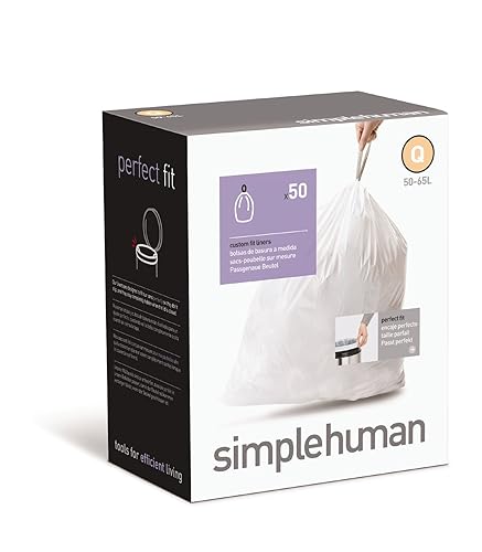 simplehuman Custom Fit Trash Can Liner Q, 50-65 L 13-17 Gal, 50