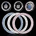 (3 Pack) Blue Crystal Car Bling Ring Emblem Stickers, Rhinestone Ignition Starter Bling for Buttons Keys & Knobs, Interior Crystal Car Accessory, Metal Car Emblem Decal, By Bling Car DecorTM (Blue)
