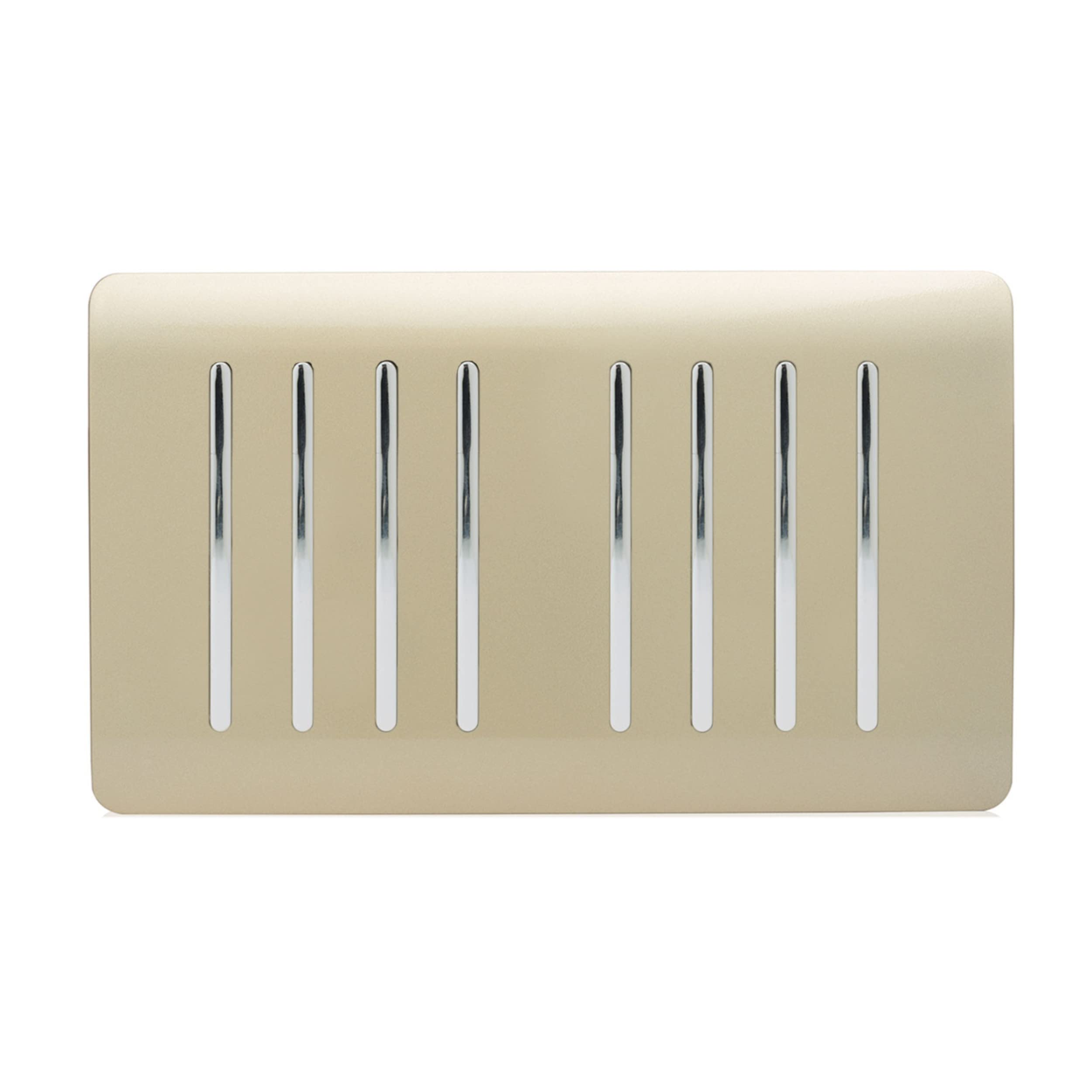 Trendi Artistic Modern Glossy 8 Gang 1 Way Rocker Black Double Plate Tactile Light Switch in Gold