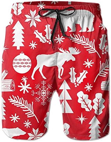 ZhongXiaoStyle Christmas Winter Bear Reindeer Men's Shorts Swim Trunks Activewear