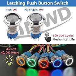 DMWD 5Pcs 16mm Latching Push Button Switch 12V 24V