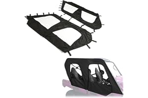 HECASA Soft Upper Door Compatible with 2012-2022 Kawasaki Teryx4 4 Seat UTV Models Soft Cab Enclosure Upper Doors Side Windows Black Clear
