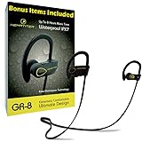 GR-8 Bluetooth Headphones + BONUS Car Charger & Armband By Hematiter | Up to 8 Hours of Music Best Wireless Earbuds for Sports, Workouts & Running | IPX7 Waterproof Earphones with Premium Sound